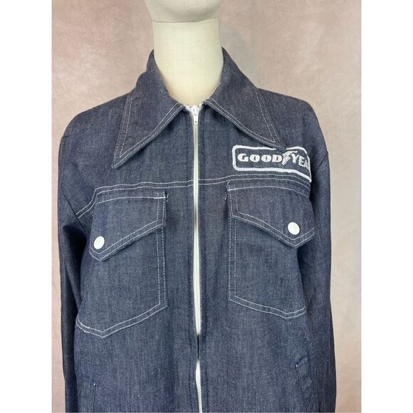 Vintage 70s 80s Goodyear Racing Denim Workwear Jacket Medium NASCAR - Picture 2 of 11
